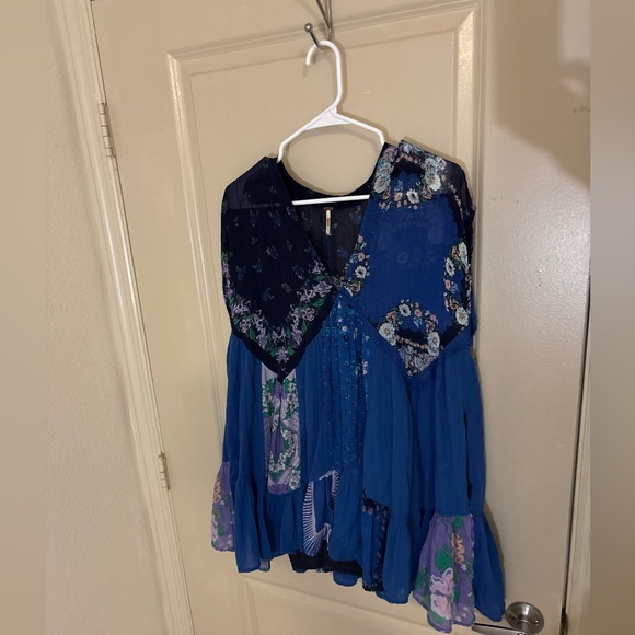 Free People Tops - Free People Blue and Purple Floral Blouse